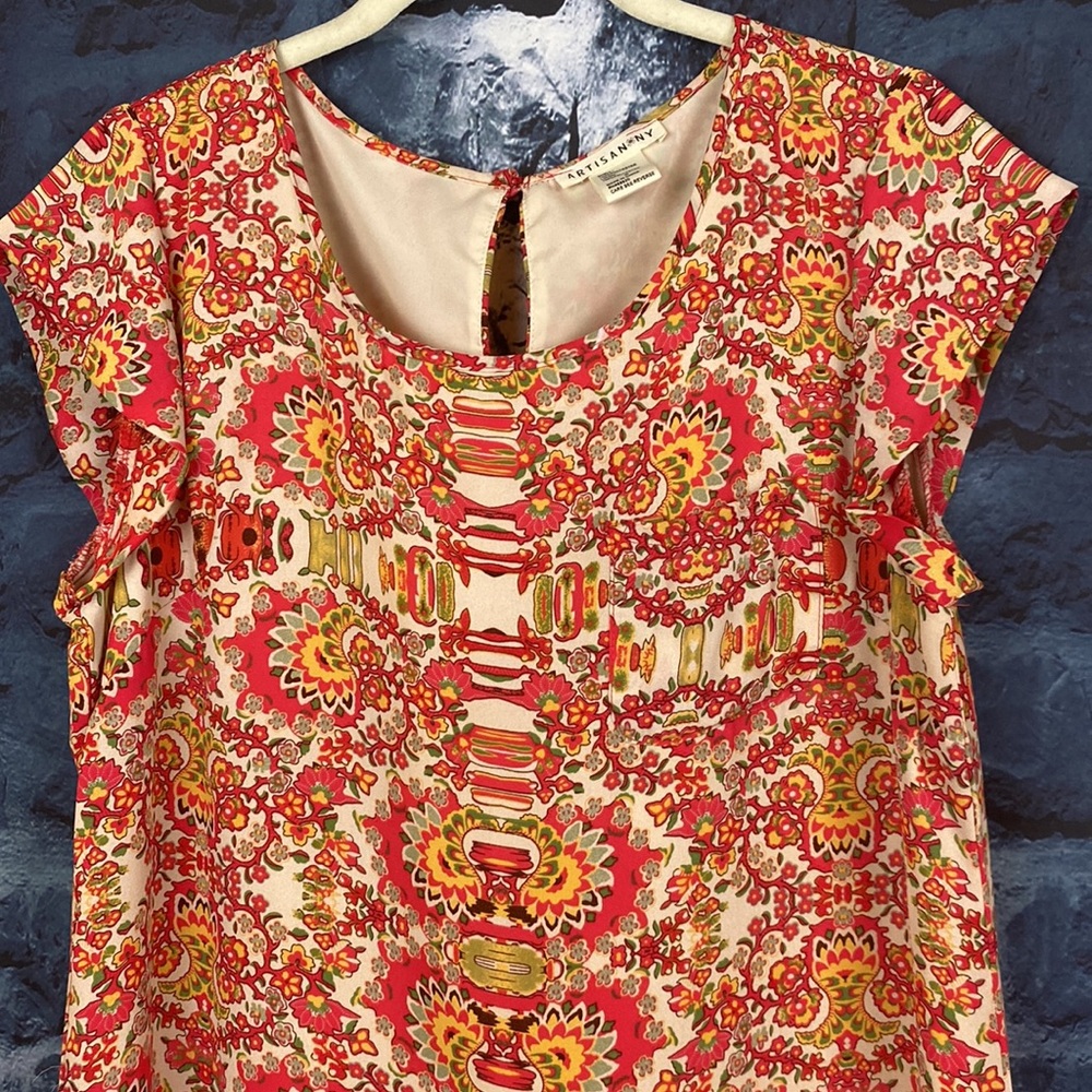 Artisan Floral Flowy Bright Multi Cottage core Dress - Picture 2 of 10